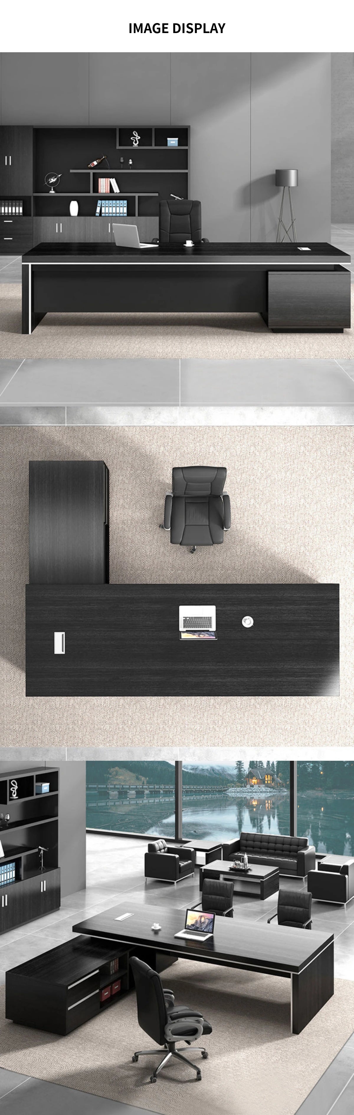 Modern Executive Desk with Cable Management, Side Storage & Lumbar Support for Home Office — Detail image 14