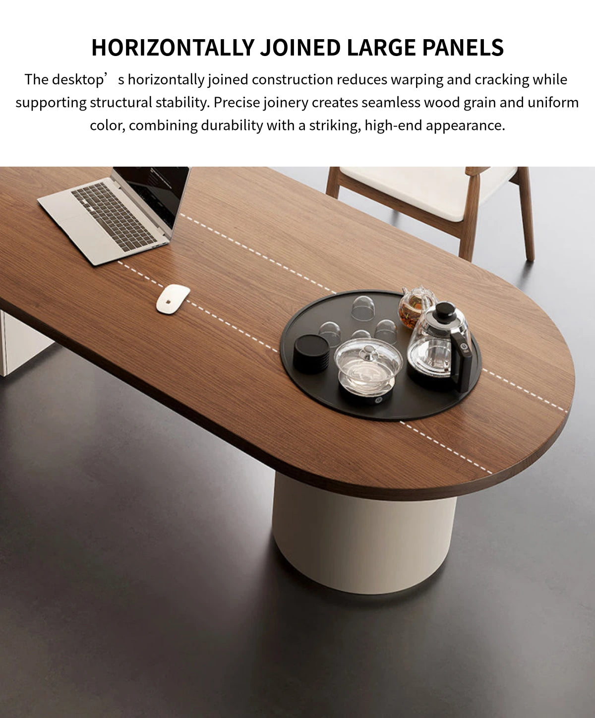 Executive Desk 87-157 in Wide with Built-In Outlets, Wireless Charging & Cable Management — Detail image 4