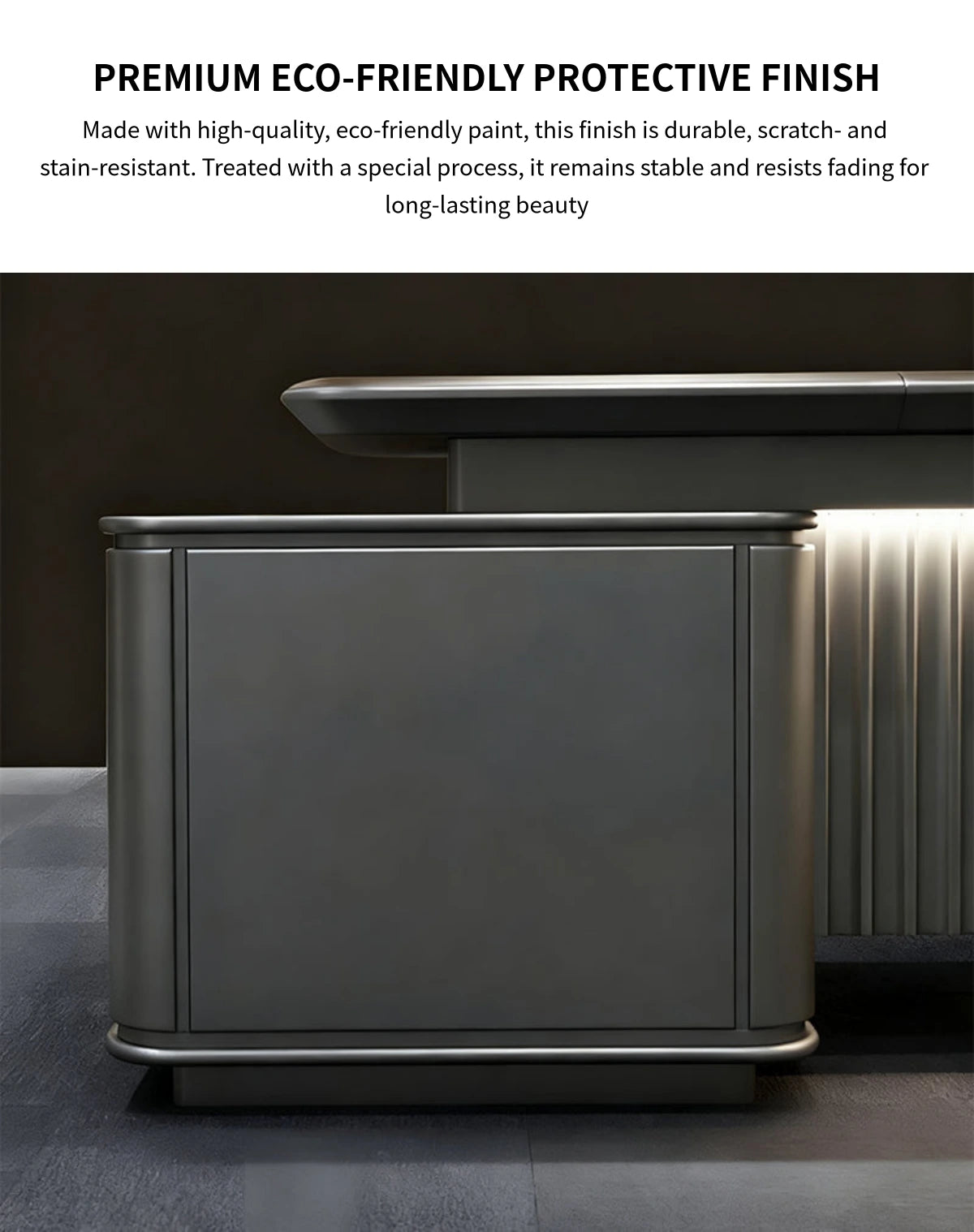 Modern Executive Desk with Curved, Cable Management & LED Lighting for Home Office — Detail image 2