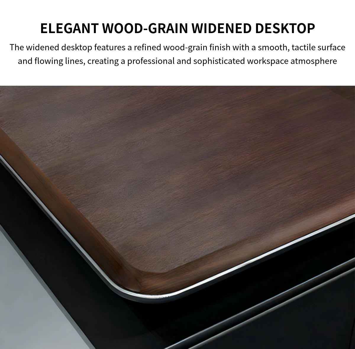 Modern Executive Desk with Curved, Cable Management & LED Lighting for Home Office — Detail image 3