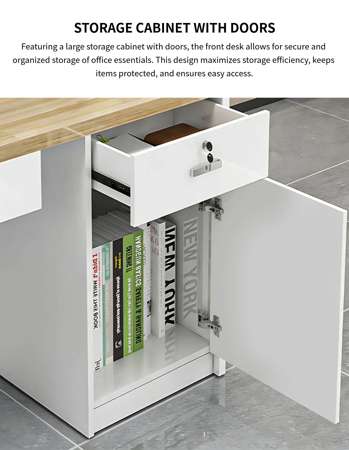 Retail Reception Desk 47-79 in Wide with Cable Management, LED Lighting & Keyboard Tray — Detail image 10