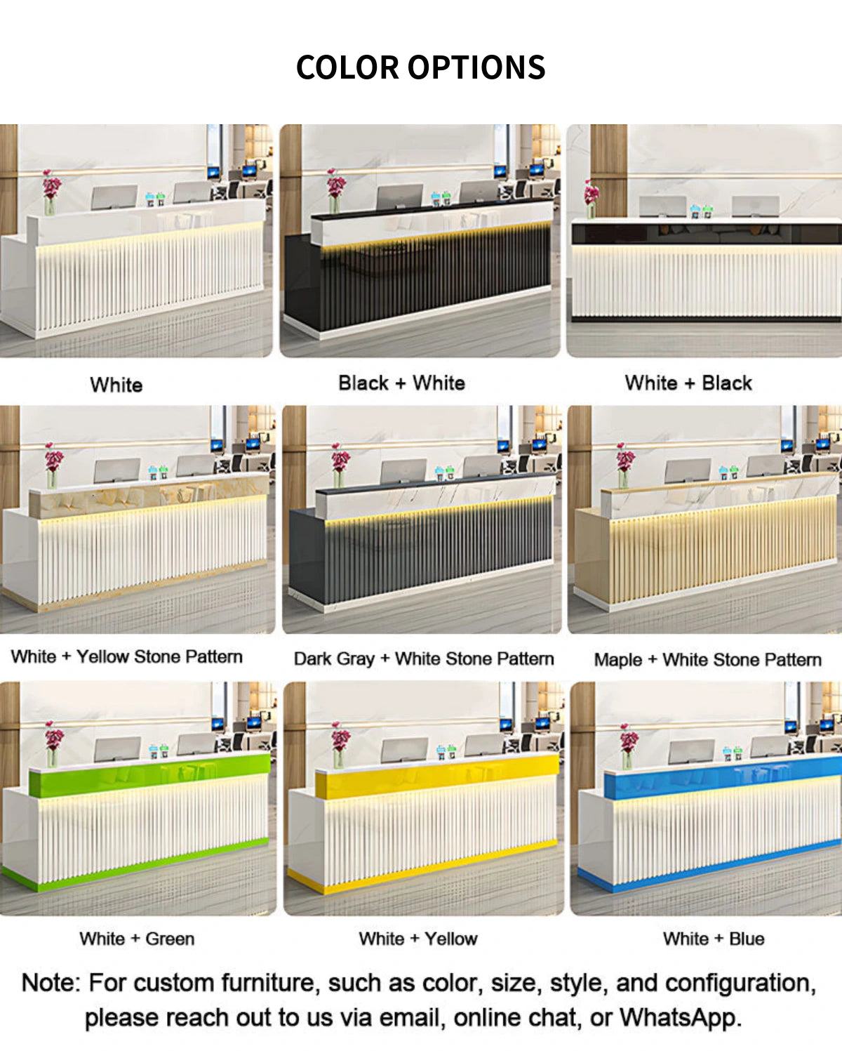 Retail Reception Desk 47-79 in Wide with Cable Management, LED Lighting & Keyboard Tray — Detail image 16