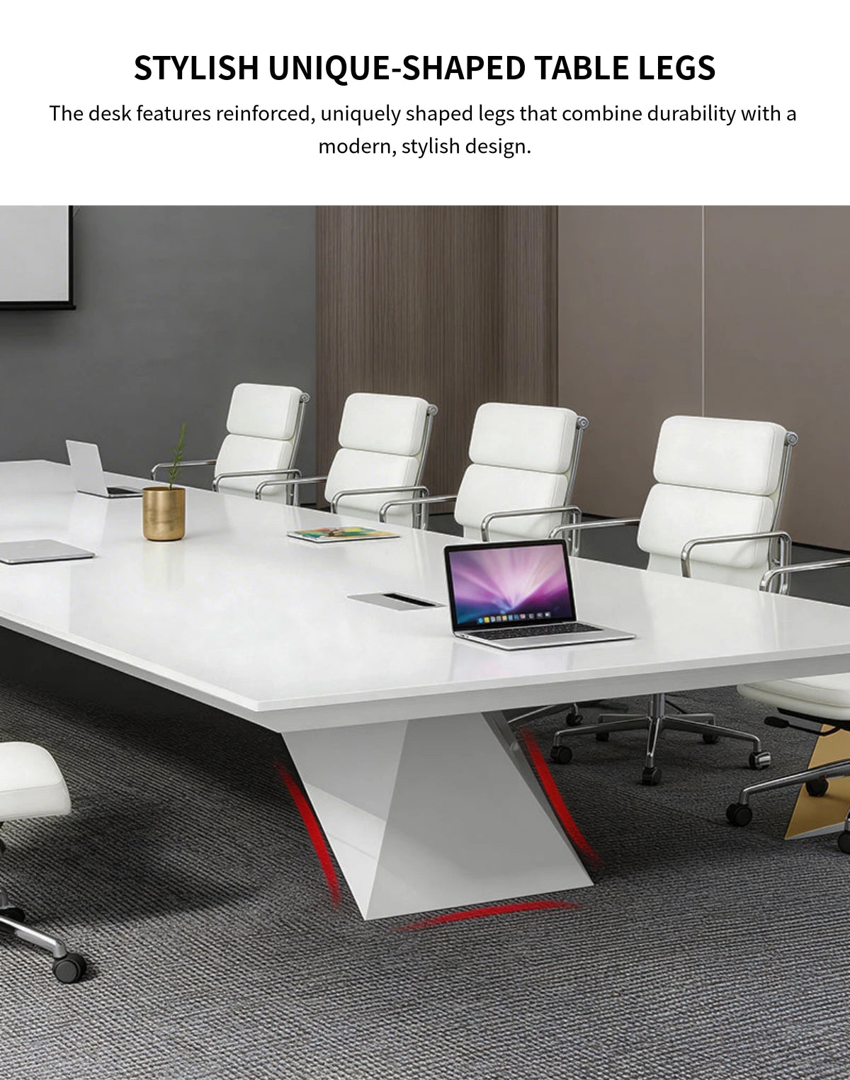 Rectangular Conference Table 79-197 in Wide (6.6-16.4 ft) for Meeting Room — Detail image 6