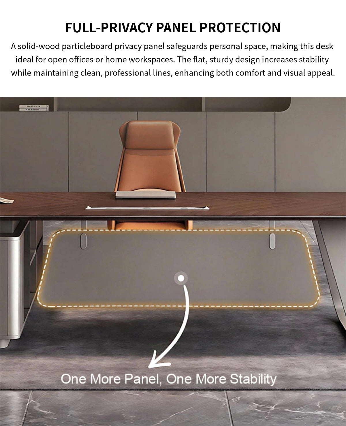 Modern Executive Desk with Wireless Charging, Privacy Panel & Curved for Home Office — Detail image 6