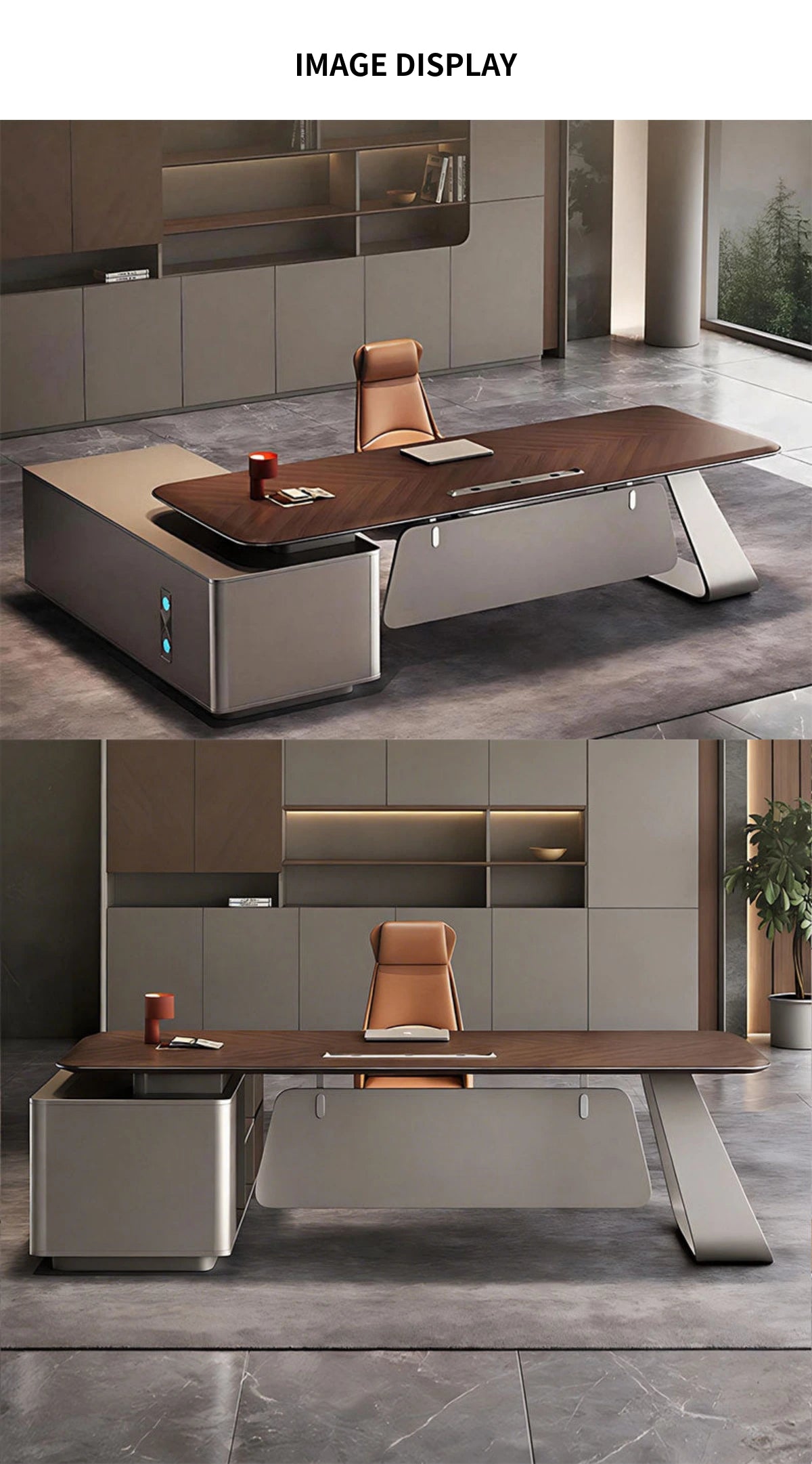 Modern Executive Desk with Wireless Charging, Privacy Panel & Curved for Home Office — Detail image 11