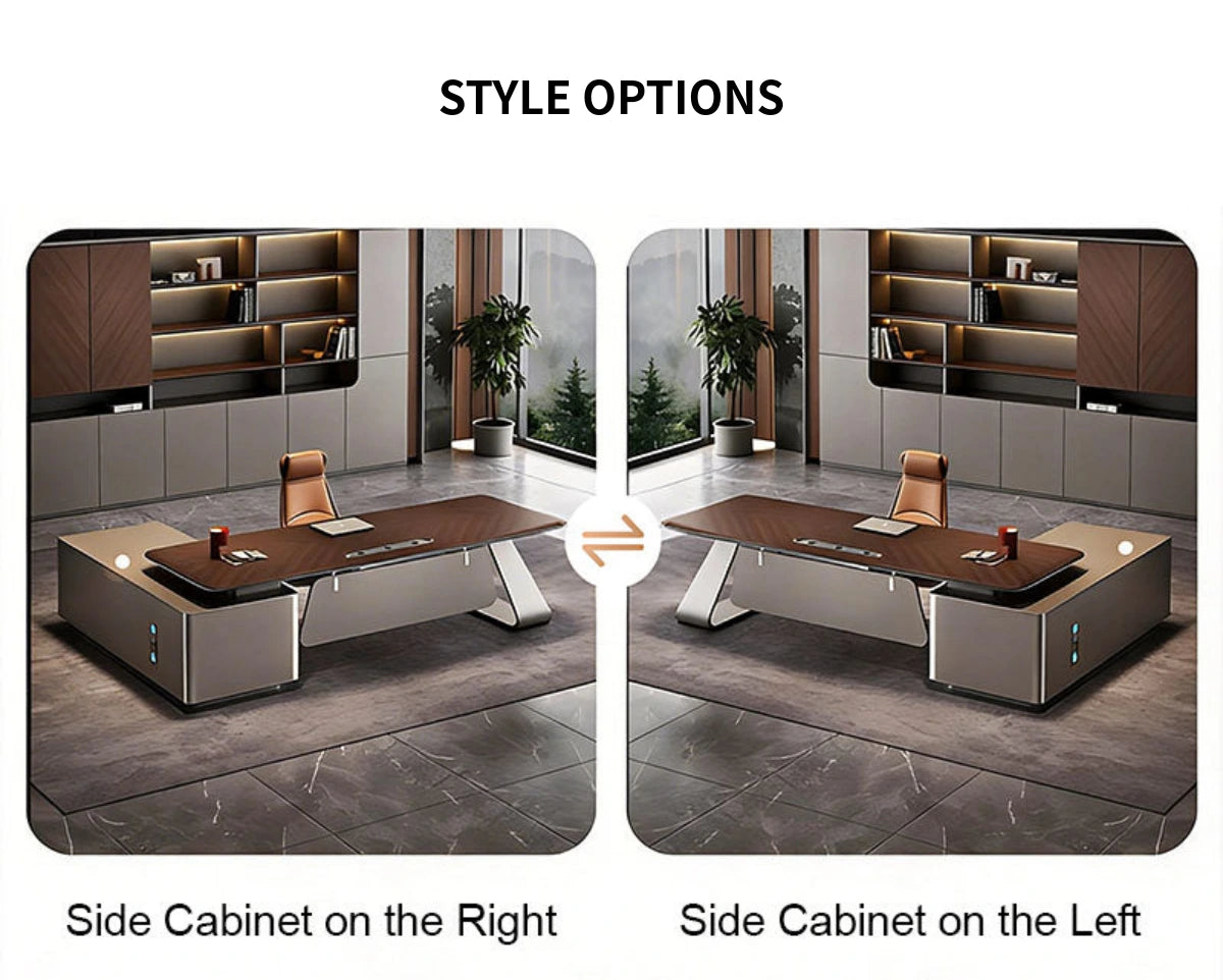 Modern Executive Desk with Wireless Charging, Privacy Panel & Curved for Home Office — Detail image 12
