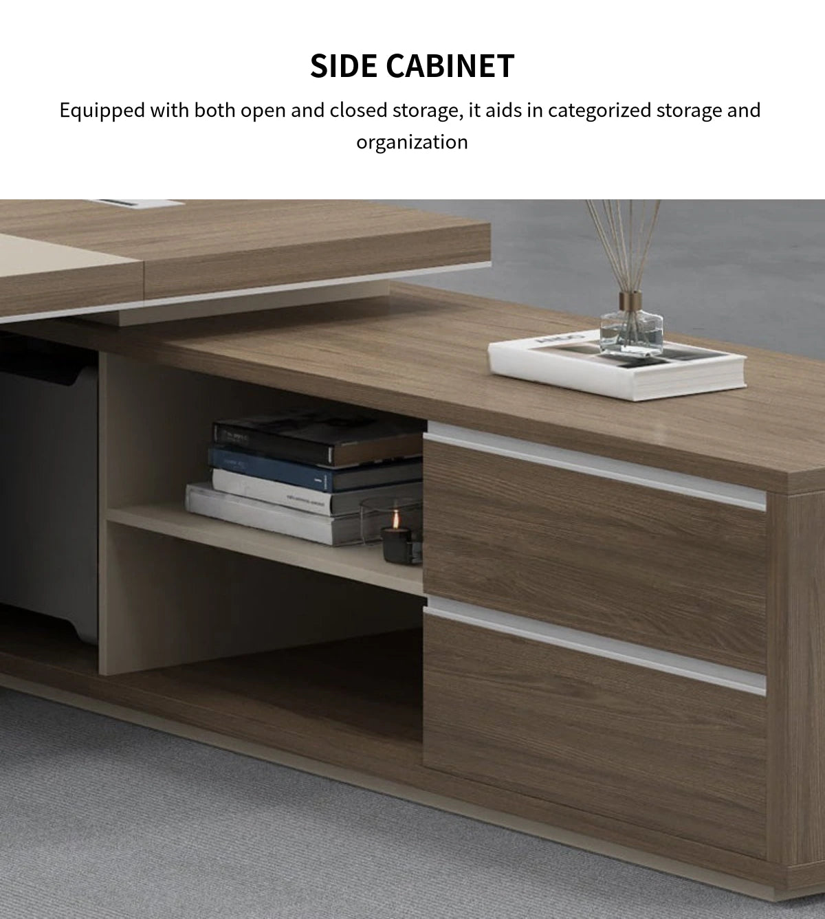 Modern Executive Desk 71-118 in Wide with Side Storage & Lumbar Support for Home Office — Detail image 4