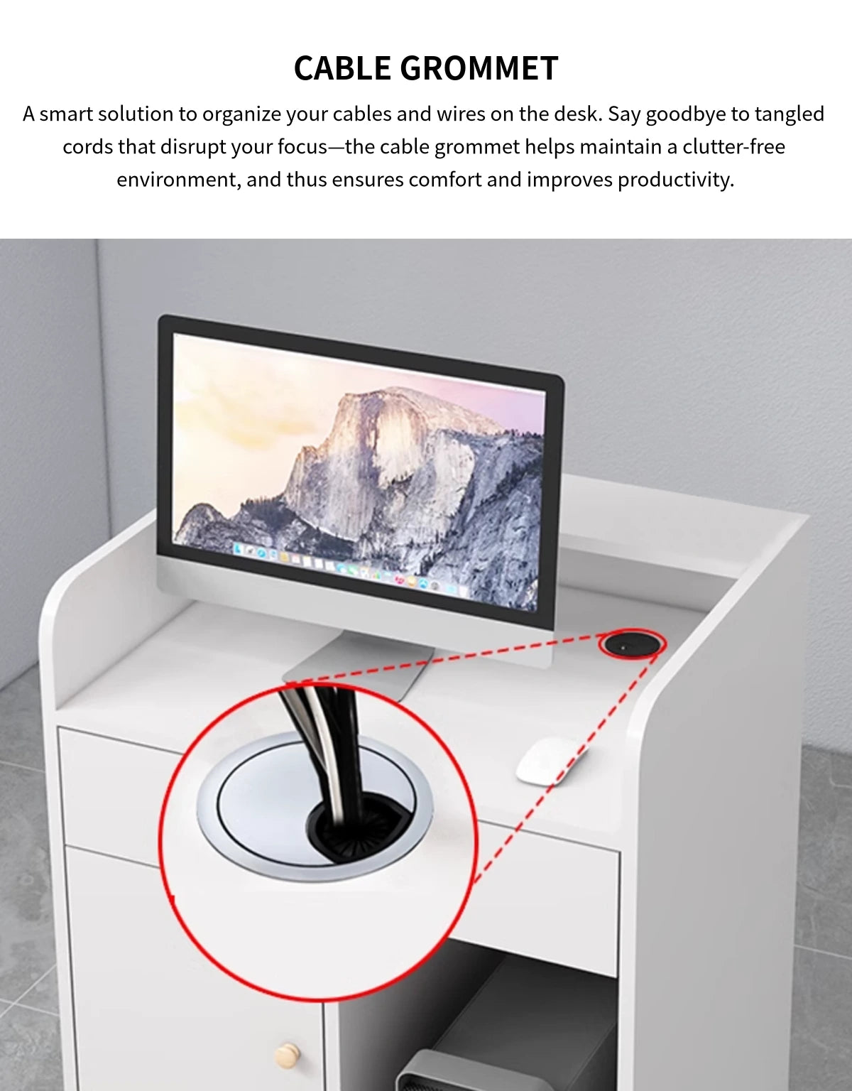 Round Reception Desk with Cable Management, Lockable & Lumbar Support for Office Lobby — Detail image 5