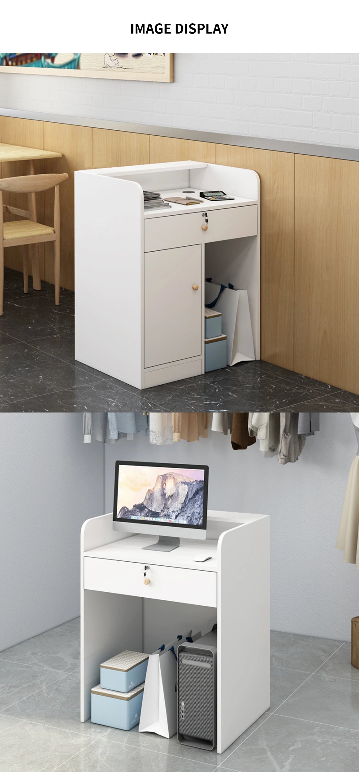 Round Reception Desk with Cable Management, Lockable & Lumbar Support for Office Lobby — Detail image 6