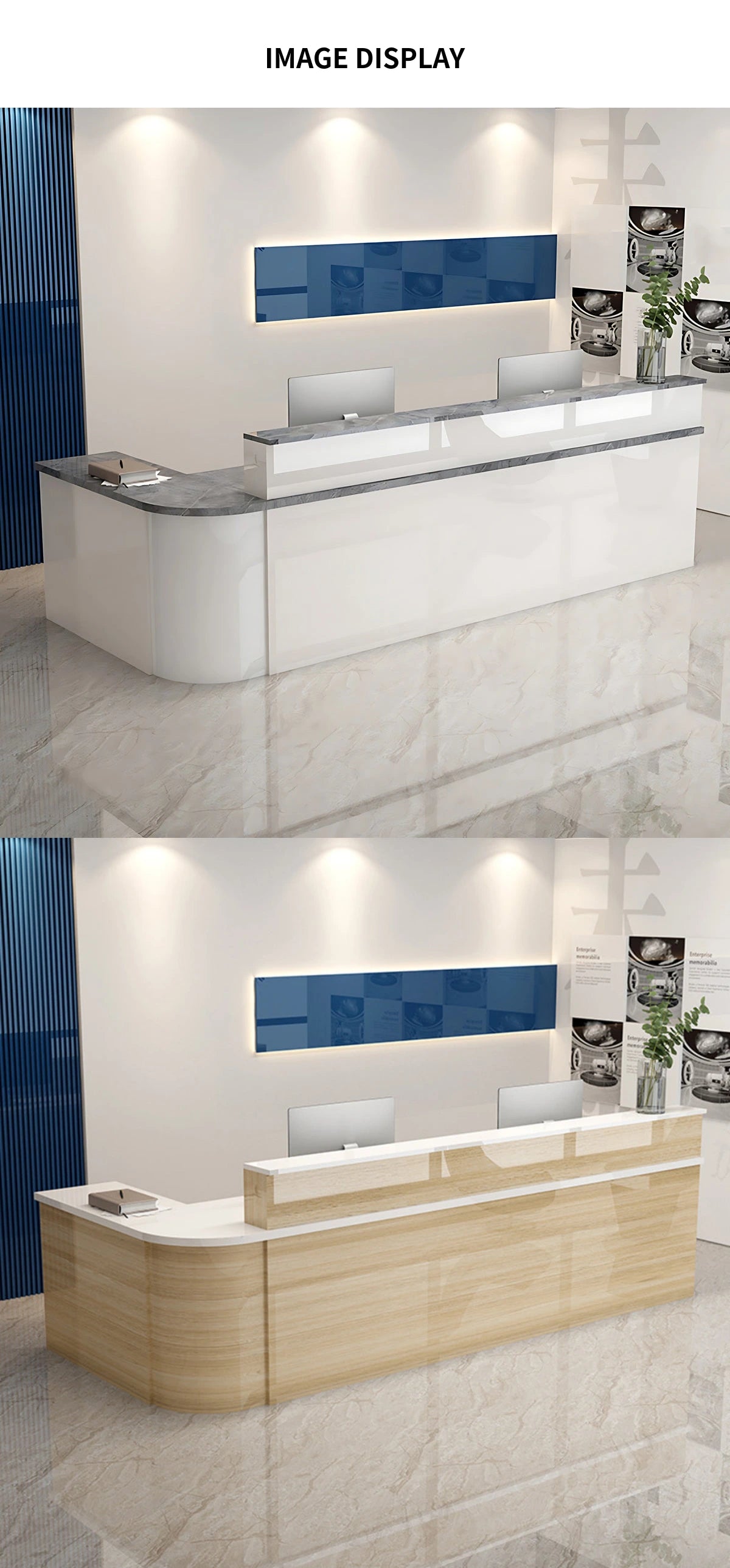 L-Shaped Reception Desk 59-102 in Wide with Lockable, File Drawers & Transaction Counter — Detail image 8