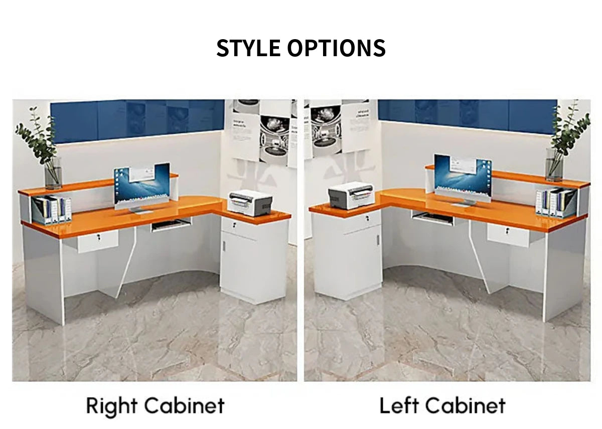 L-Shaped Reception Desk 59-102 in Wide with Lockable, File Drawers & Transaction Counter — Detail image 9
