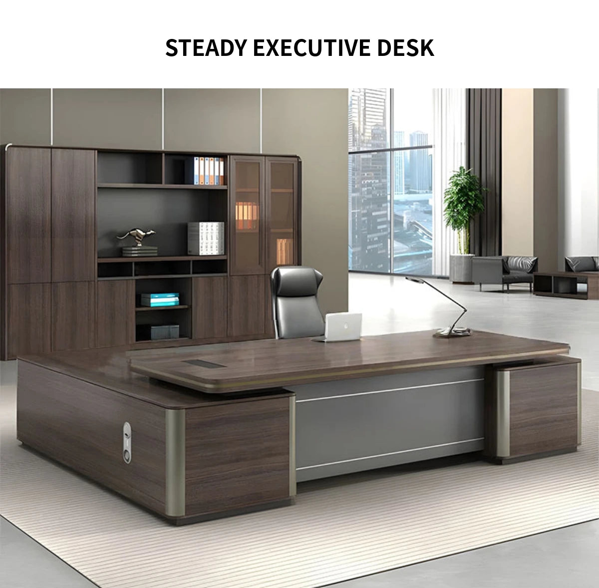 Modern Executive Desk 22-126 in Wide with Curved & Cable Management for Home Office — Detail image 1
