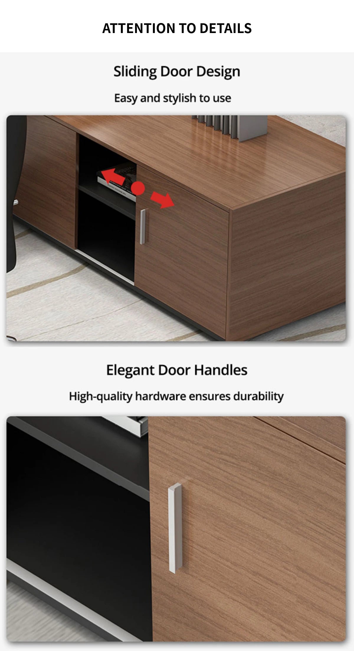 Modern Executive Desk with Cable Management, Side Storage & Lumbar Support for Home Office — Detail image 5