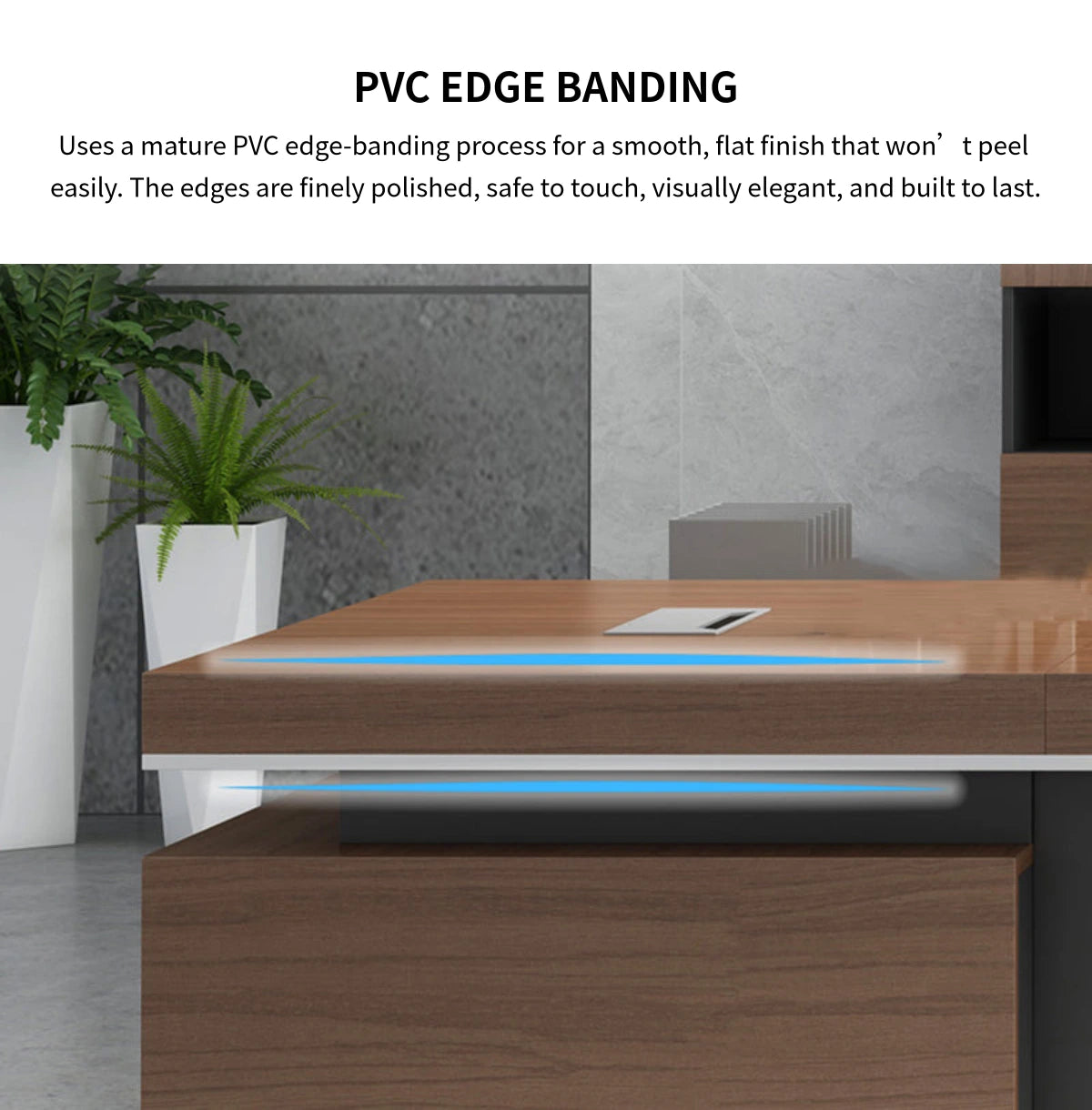 Modern Executive Desk with Cable Management, Side Storage & Lumbar Support for Home Office — Detail image 7