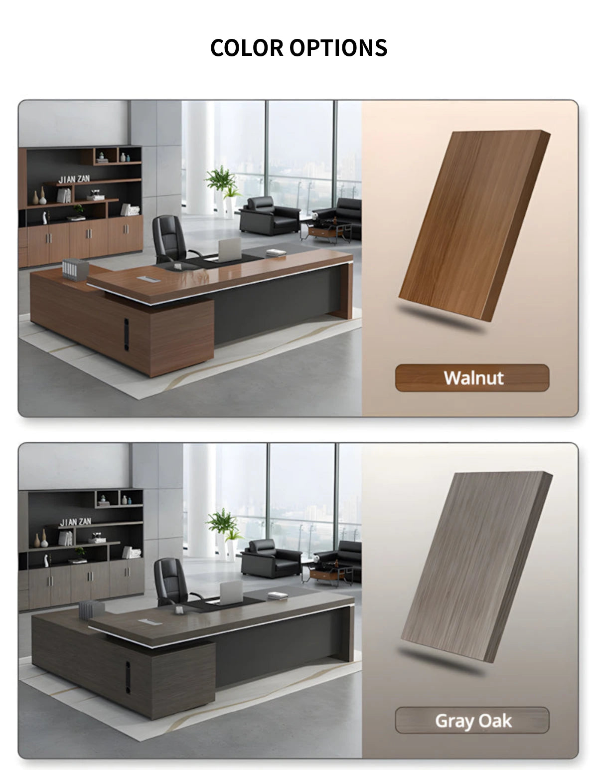Modern Executive Desk with Cable Management, Side Storage & Lumbar Support for Home Office — Detail image 16