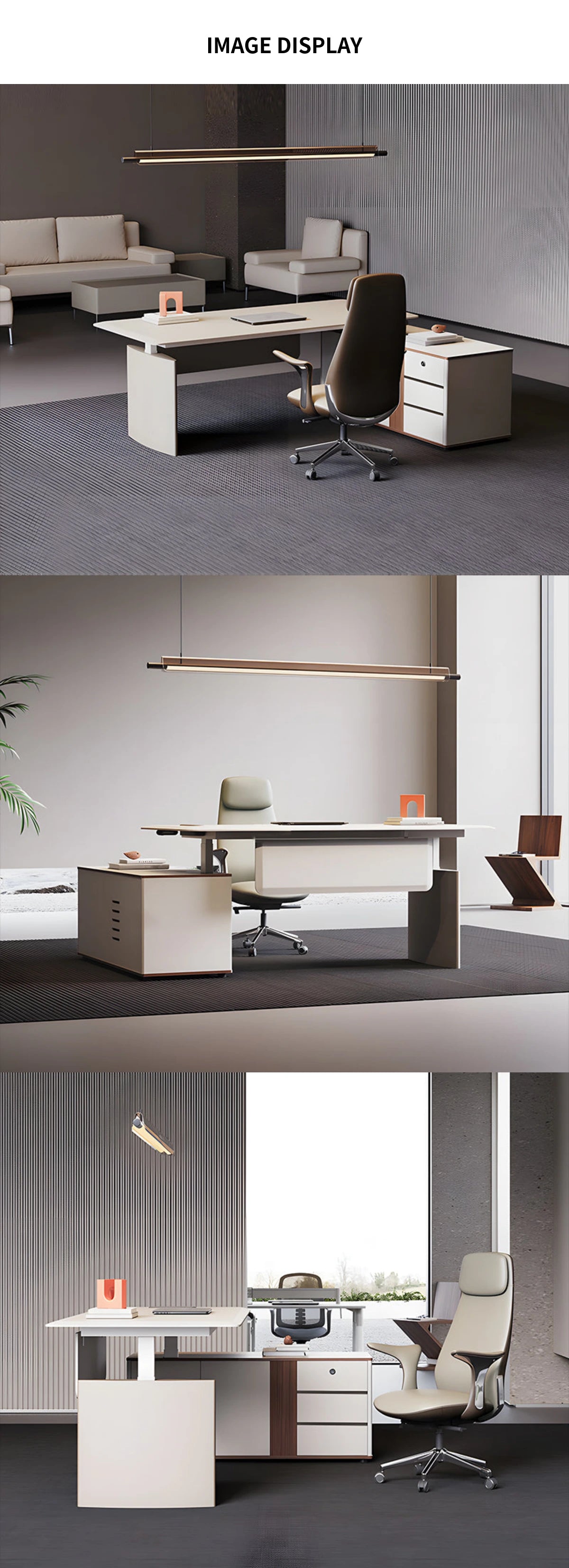 Executive Desk 71-94 in Wide with Wireless Charging, Cable Management & Side Storage — Detail image 10