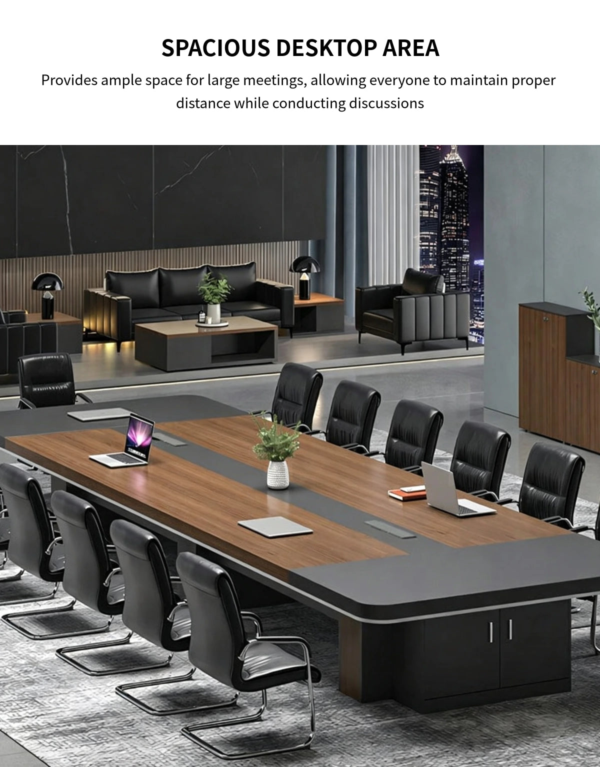 Curved Conference Table with Built-In Outlets & Lumbar Support for Boardroom — Detail image 2