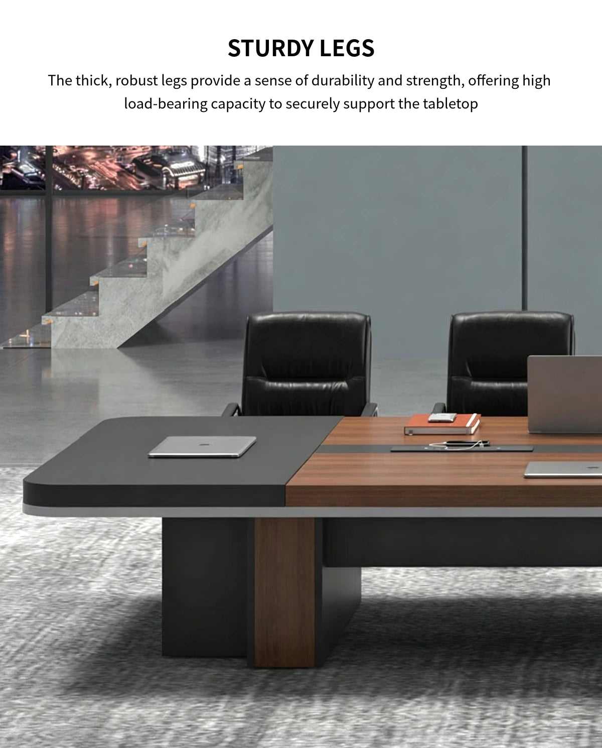 Curved Conference Table with Built-In Outlets & Lumbar Support for Boardroom — Detail image 5