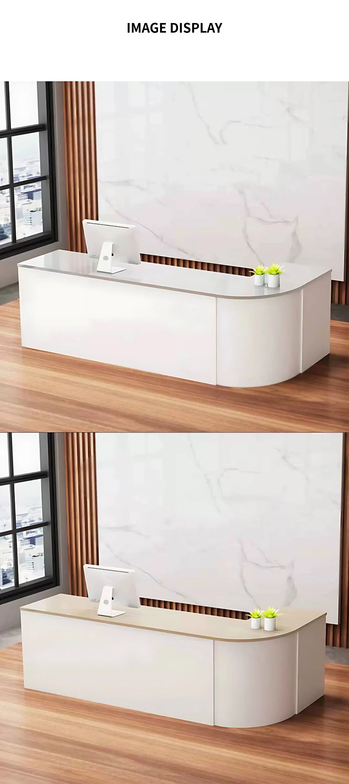 L-Shaped Reception Desk 79-142 in Wide with Keyboard Tray, Lockable & Lumbar Support — Detail image 9