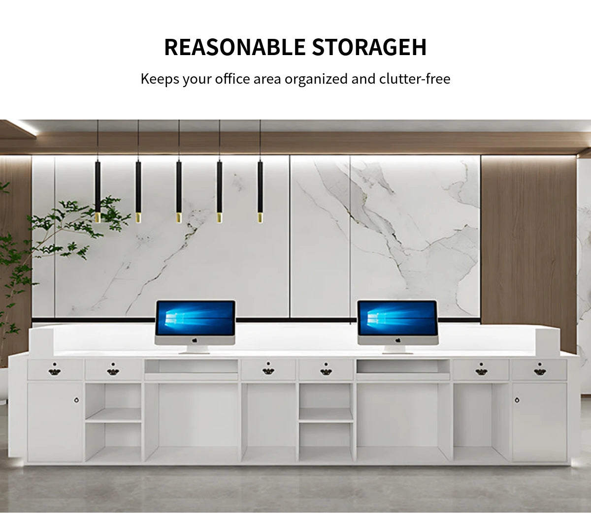 Salon Reception Desk 71-142 in Wide with Dual-Tone & LED Lighting for Salon — Detail image 3