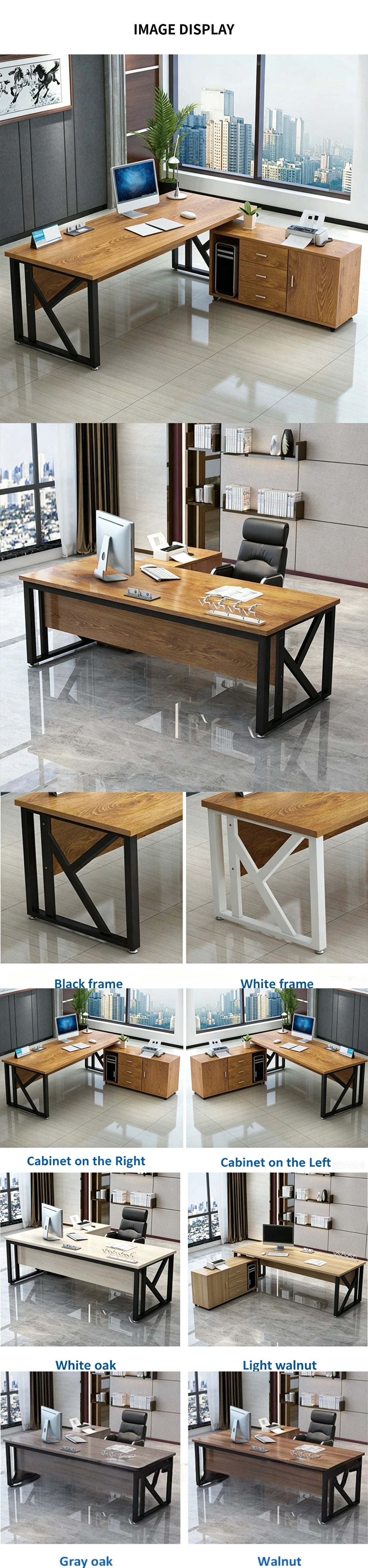 Modern Executive Desk 47-79 in Wide with Cable Management for Home Office — Detail image 6