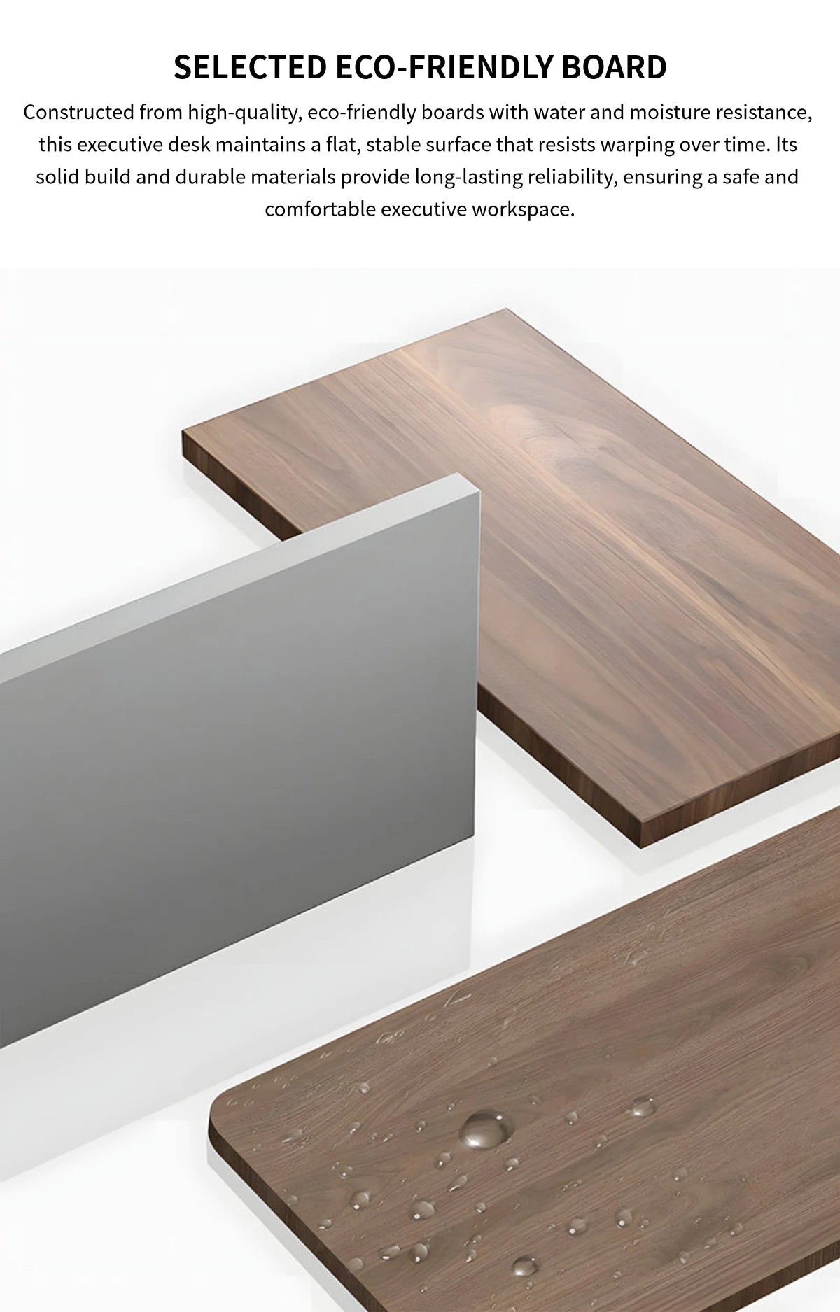 Modern Executive Desk with Cable Management, Lockable & File Drawers for Home Office — Detail image 2