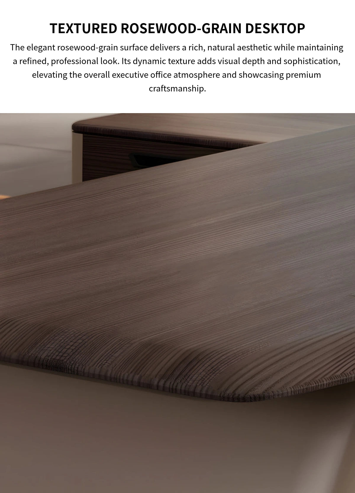 Modern Executive Desk with Cable Management, Lockable & File Drawers for Home Office — Detail image 3