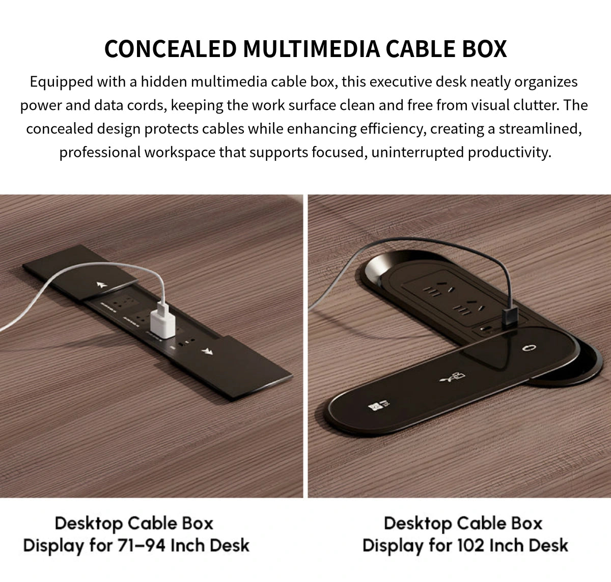 Modern Executive Desk with Cable Management, Lockable & File Drawers for Home Office — Detail image 4