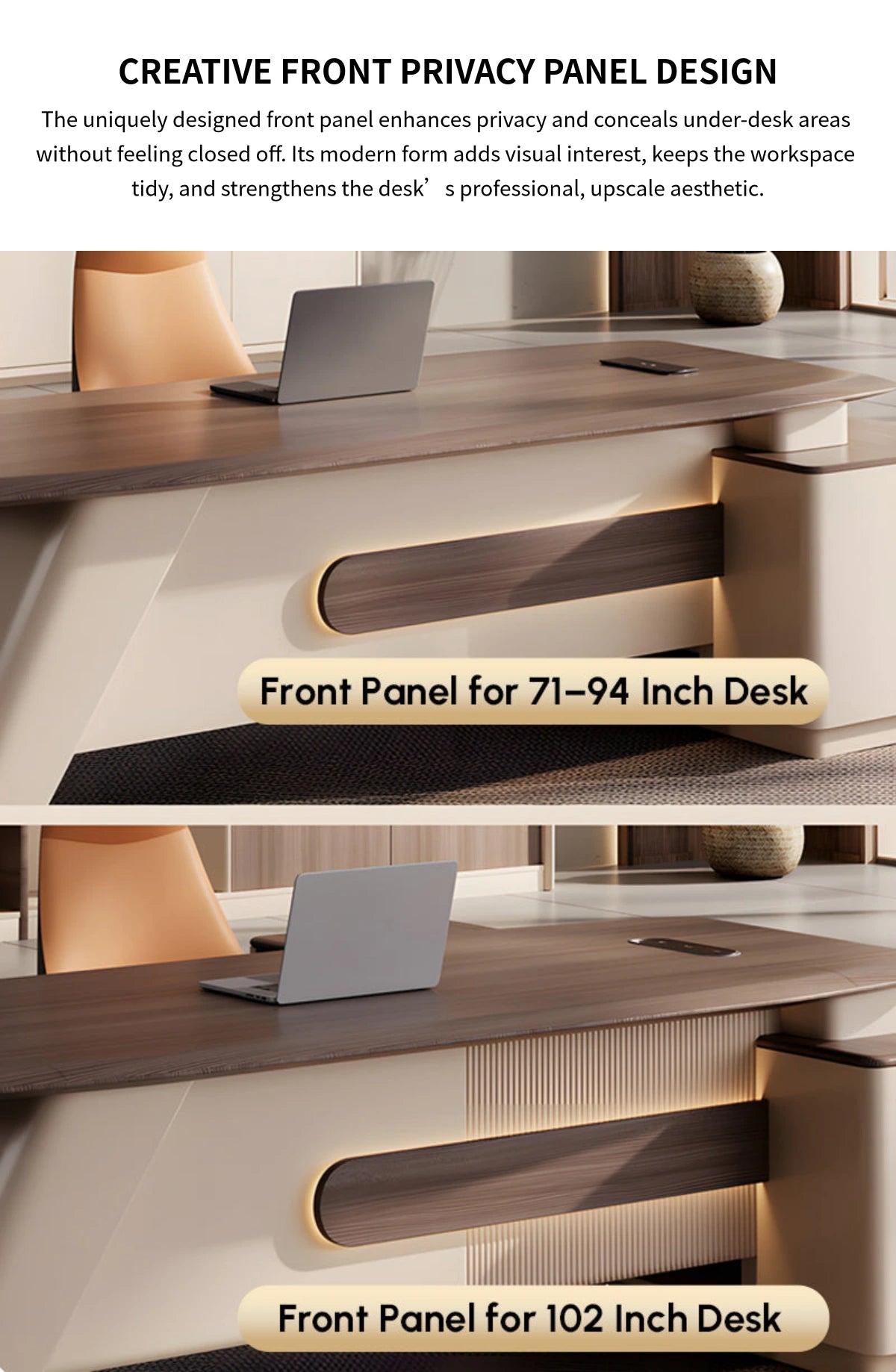 Modern Executive Desk with Cable Management, Lockable & File Drawers for Home Office — Detail image 7