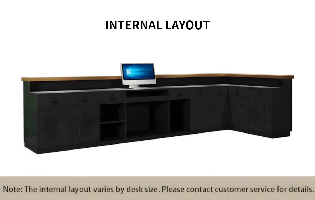 Salon Reception Desk 39-157 in Wide with LED Lighting, Fluted Front & Keyboard Tray — Detail image 7