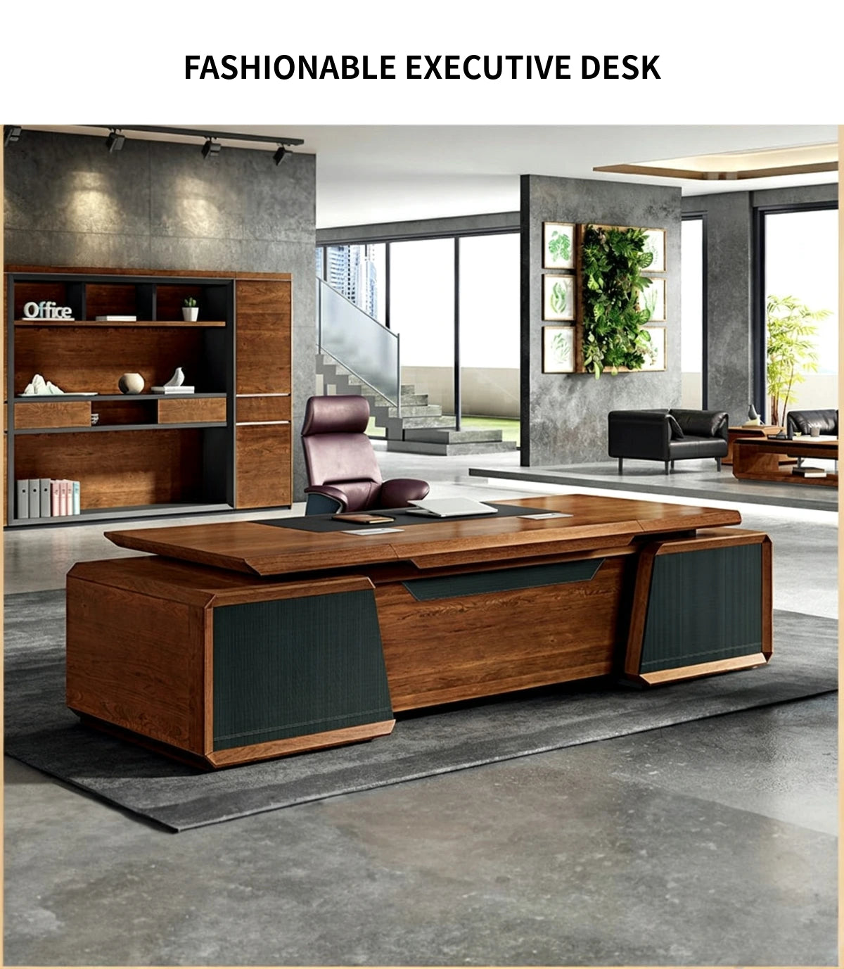 Modern Executive Desk 28-142 in Wide with Walnut for Home Office — Detail image 1