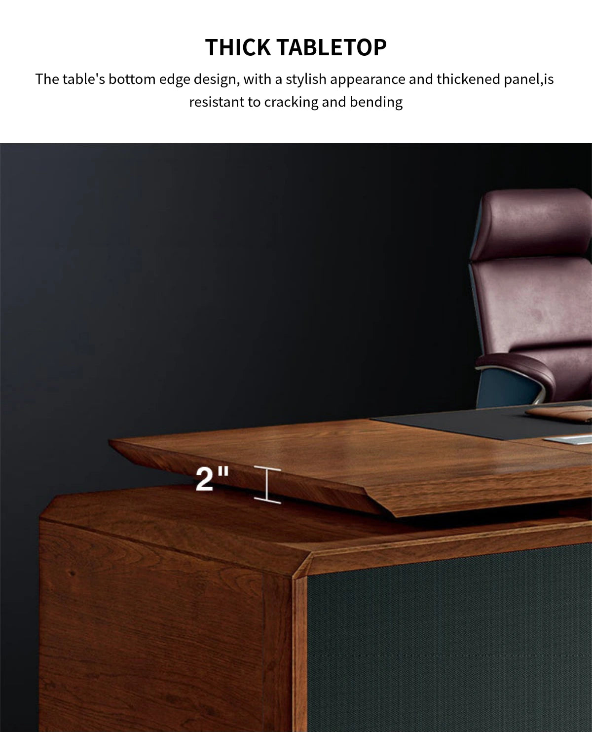 Modern Executive Desk 28-142 in Wide with Walnut for Home Office — Detail image 3