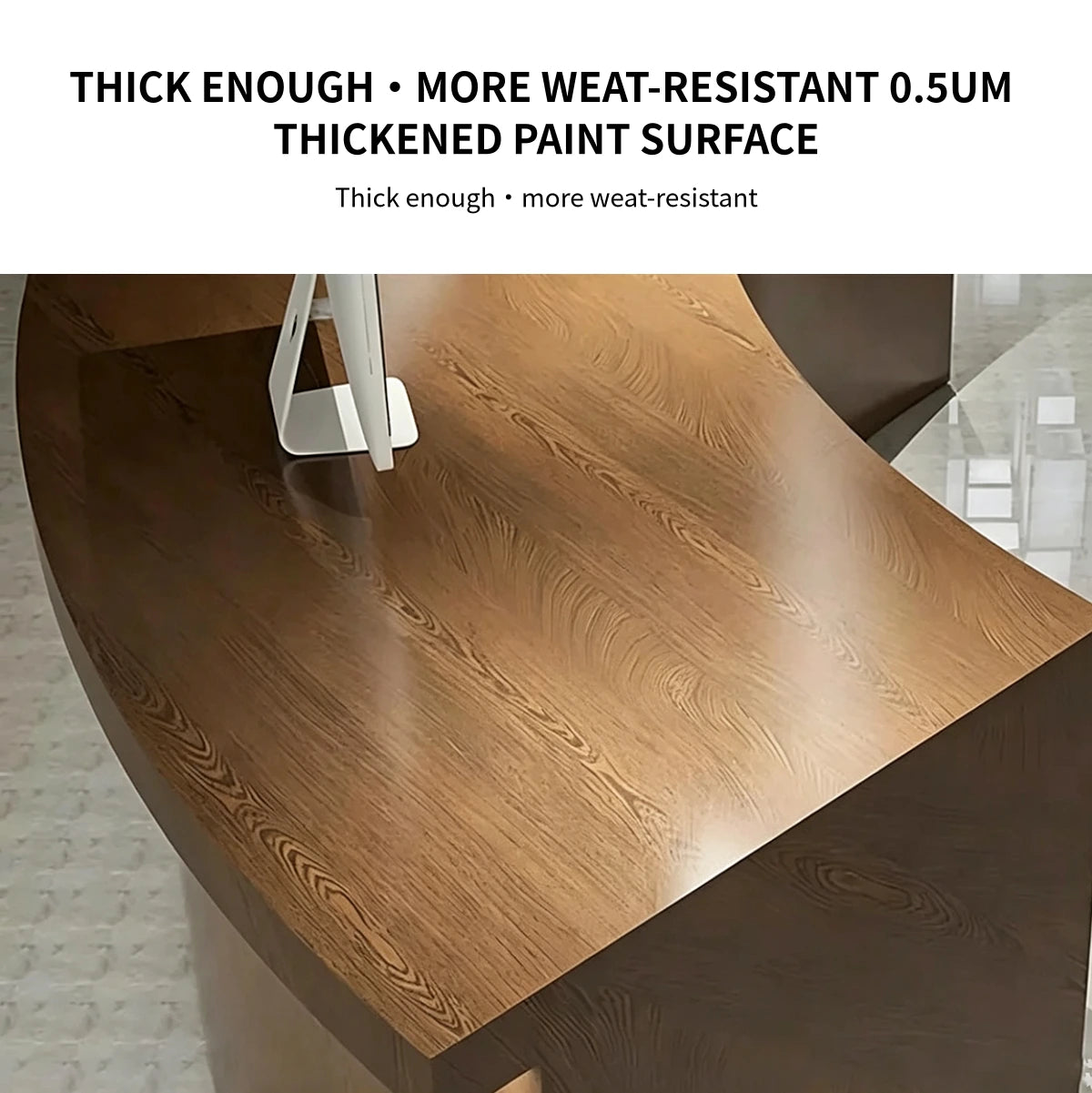 Curved Reception Desk 59-181 in Wide with Solid Wood & Lumbar Support for Office Lobby — Detail image 3