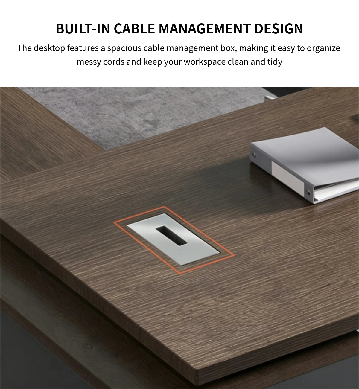 Modern Executive Desk 51-75 in Wide with Cable Management, Lumbar Support & Privacy Panel — Detail image 5