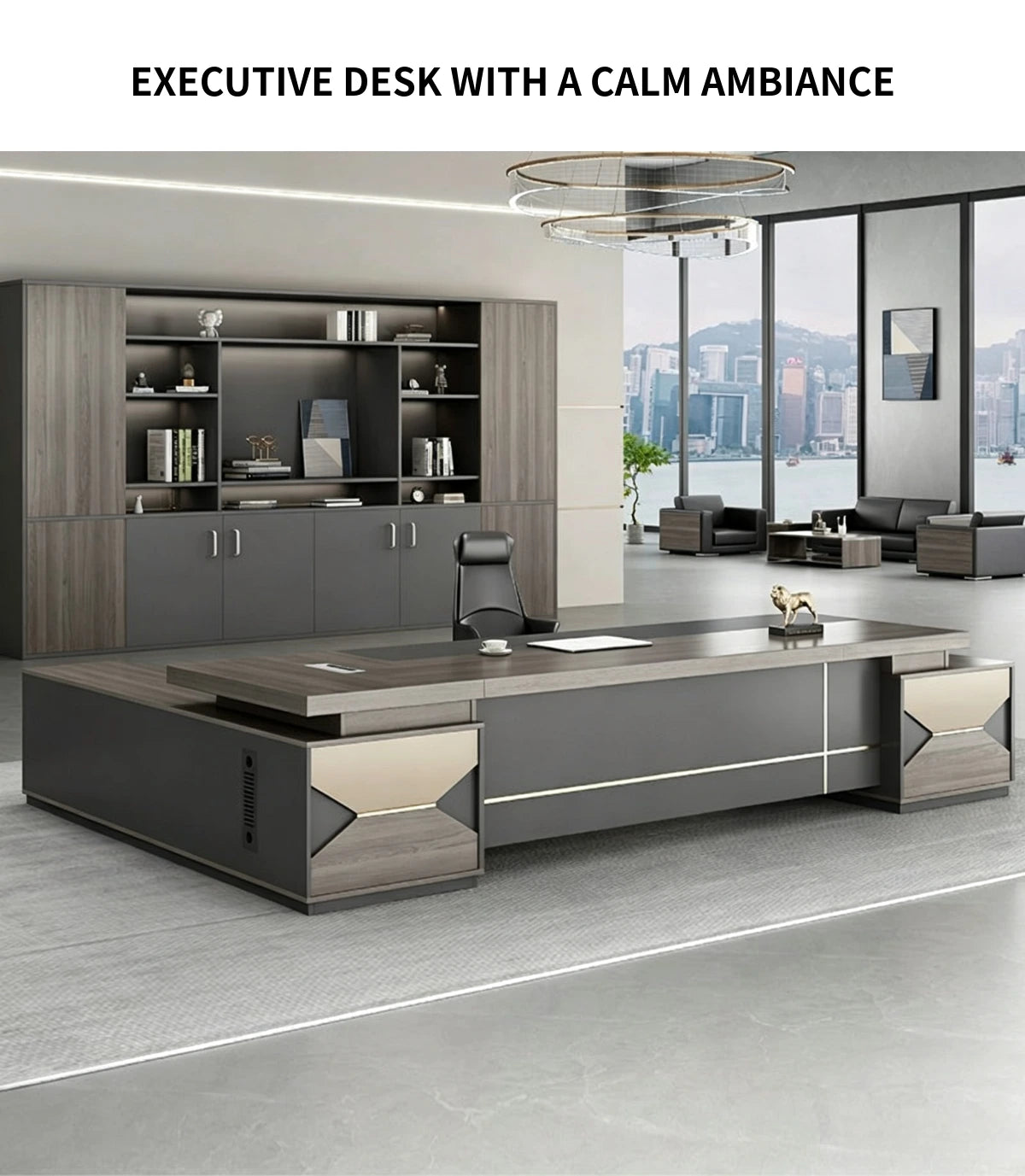 Modern Executive Desk with Side Storage & Lumbar Support for Home Office — Detail image 1