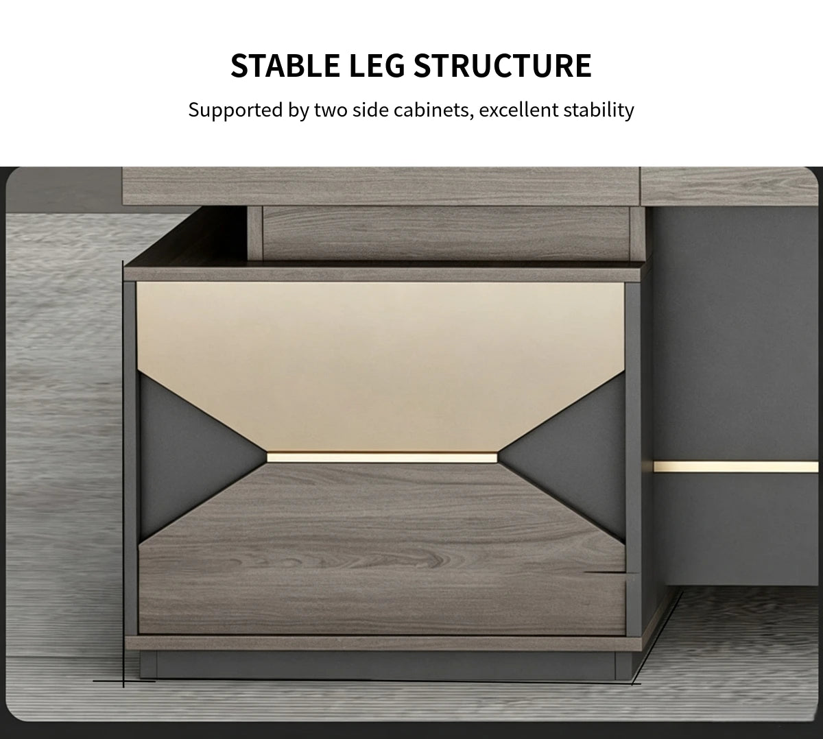 Modern Executive Desk with Side Storage & Lumbar Support for Home Office — Detail image 3