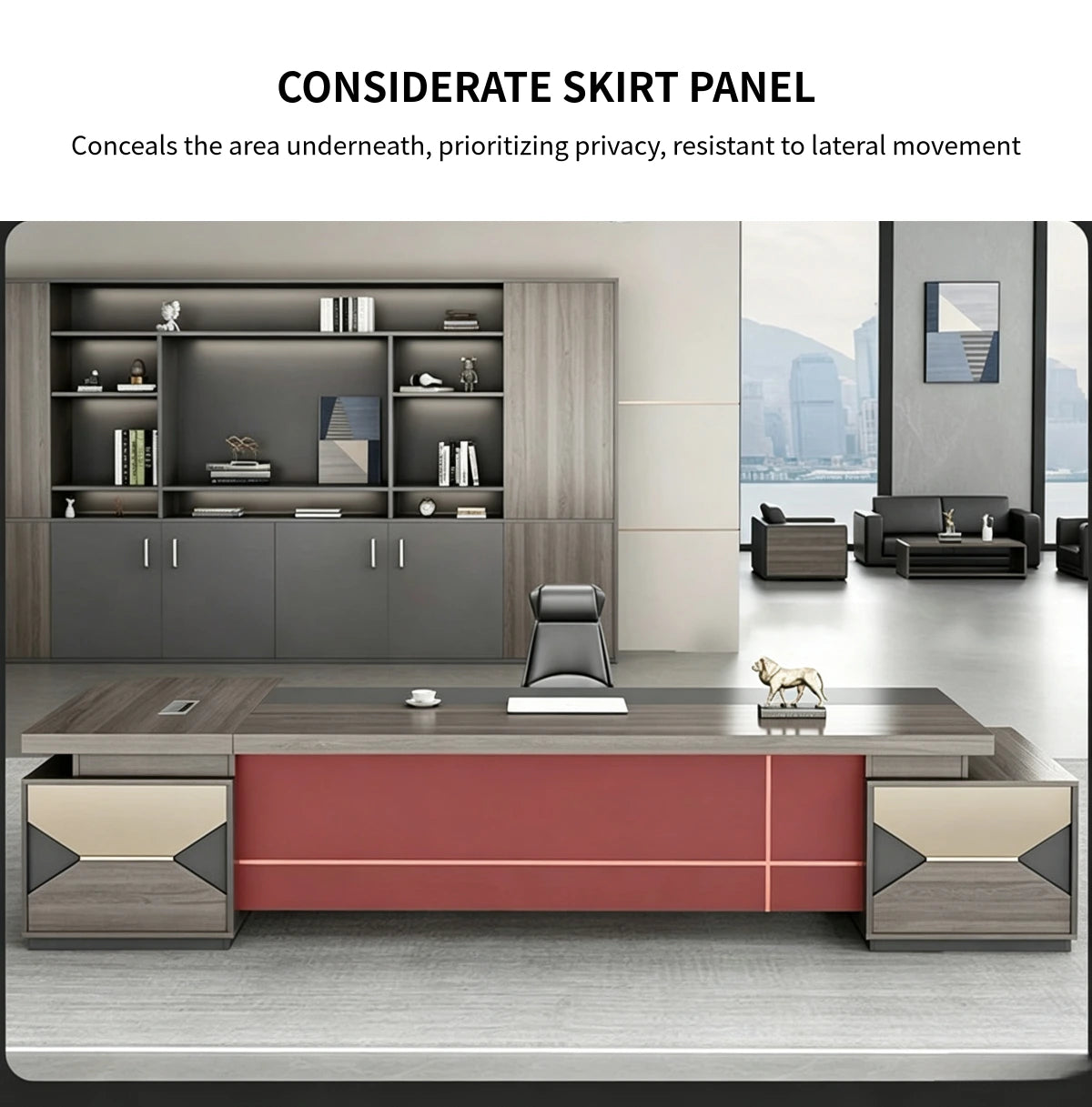 Modern Executive Desk with Side Storage & Lumbar Support for Home Office — Detail image 5