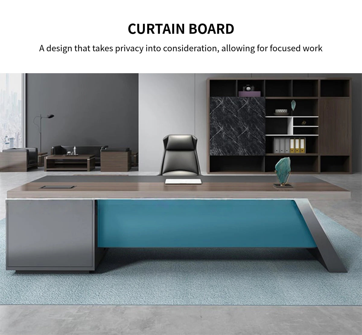 Modern Executive Desk 21-126 in Wide with Cable Management & Side Storage for Home Office — Detail image 7