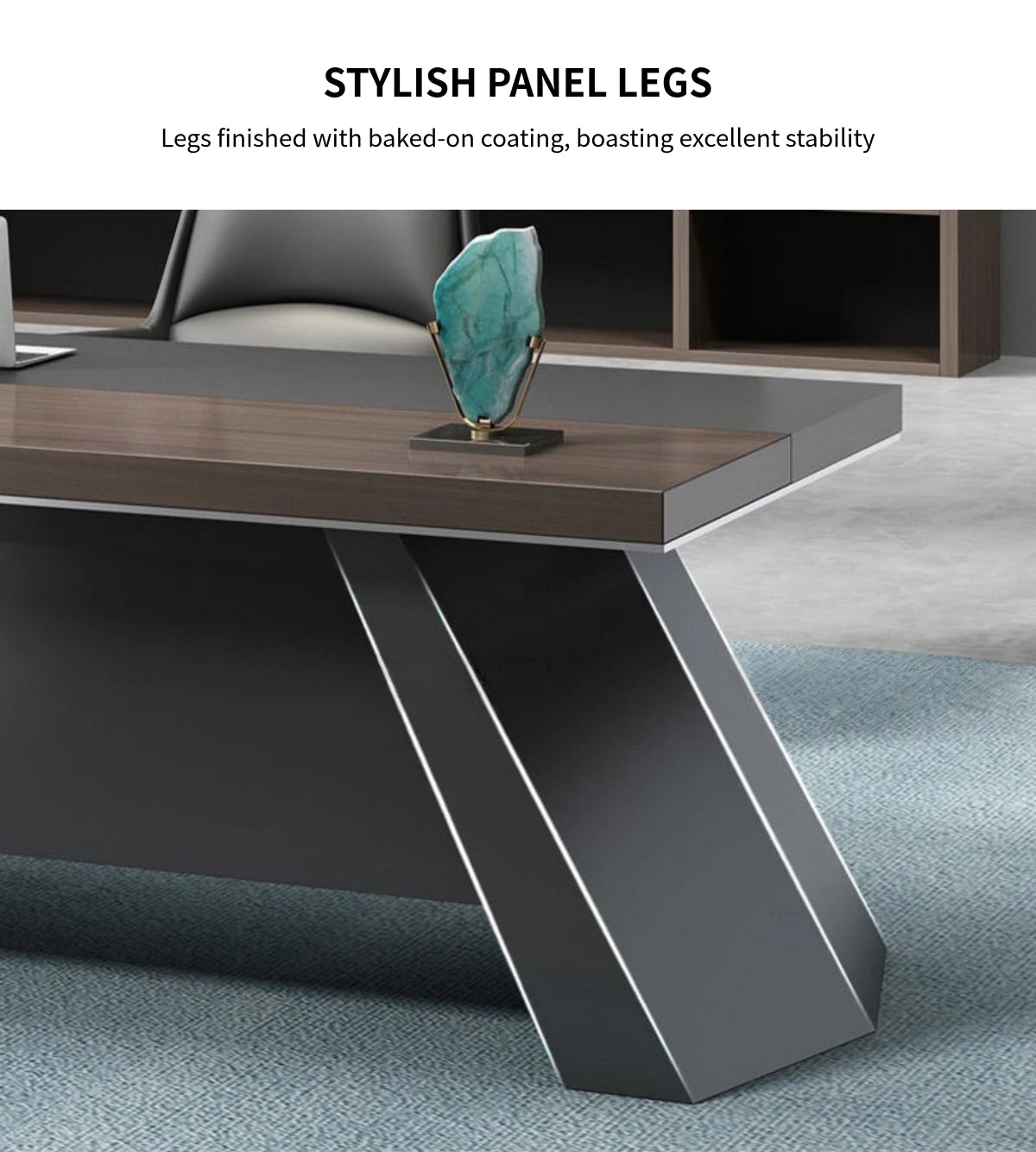 Modern Executive Desk 21-126 in Wide with Cable Management & Side Storage for Home Office — Detail image 8