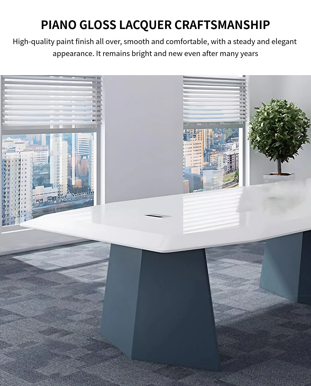 Rectangular Conference Table 42-197 in Wide (3.5-16.4 ft) with Cable Management — Detail image 4