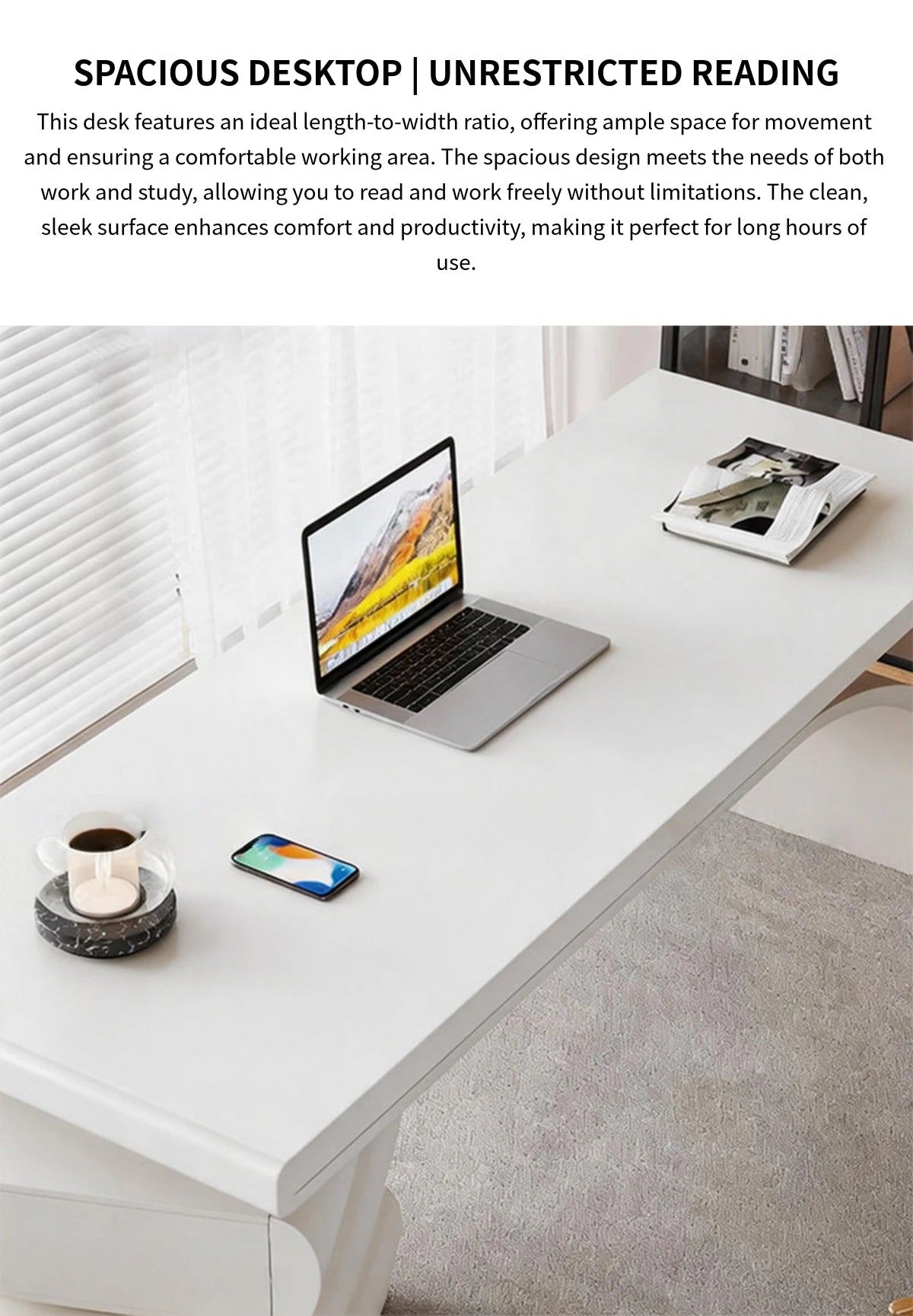 Chic Solid Wood Lacquer Executive Desk with Ergonomic Curved Edges & Ample Storage for Modern Home & Office LBZ-2342 — Detail image 4