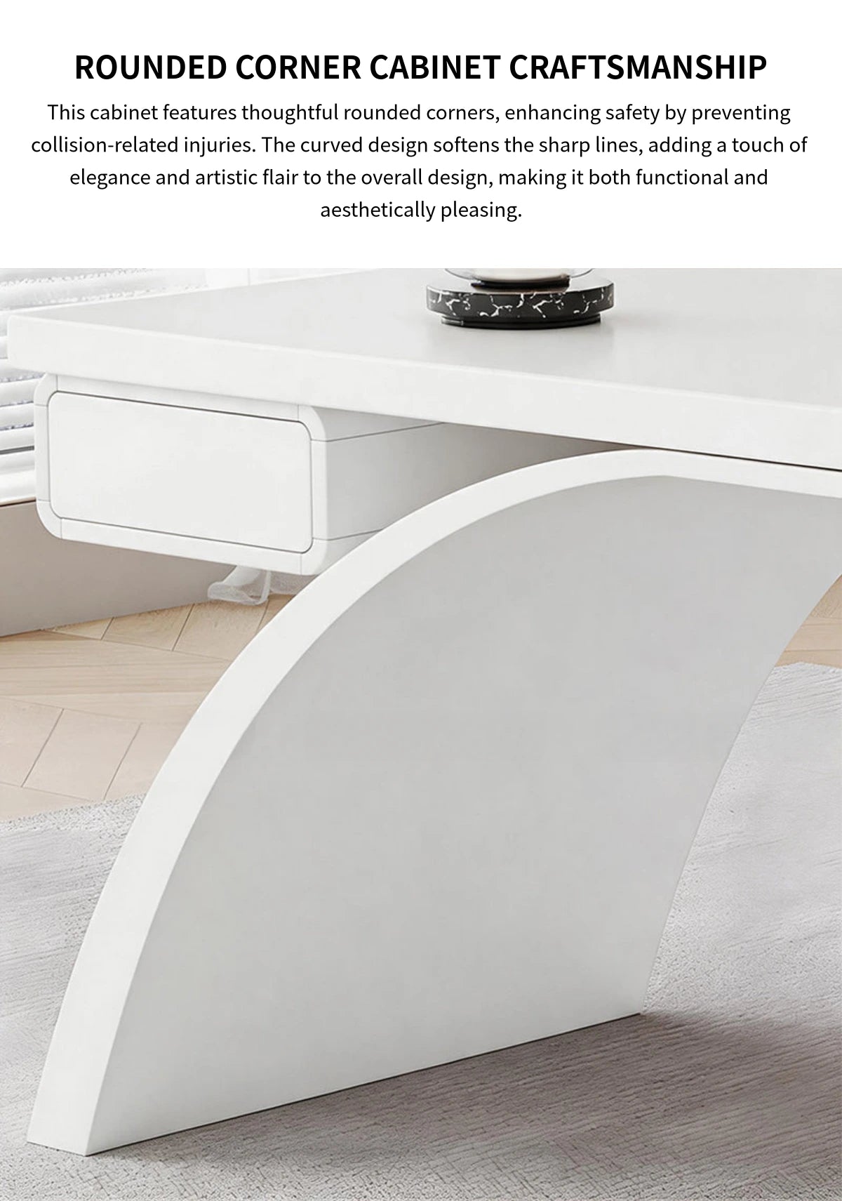 Chic Solid Wood Lacquer Executive Desk with Ergonomic Curved Edges & Ample Storage for Modern Home & Office LBZ-2342 — Detail image 6