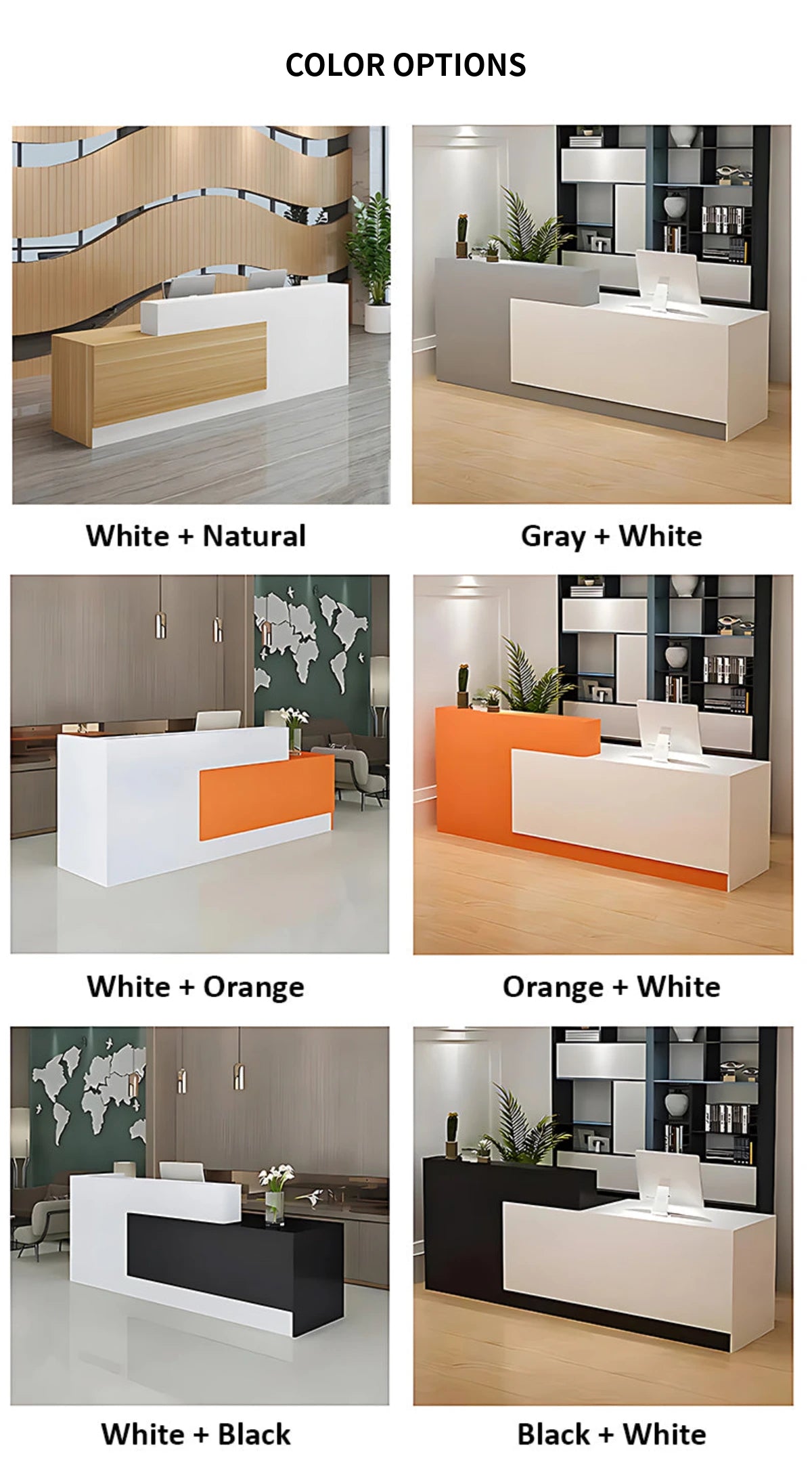 Modern Reception Desk 47-126 in Wide with Lumbar Support for Office Lobby — Detail image 9