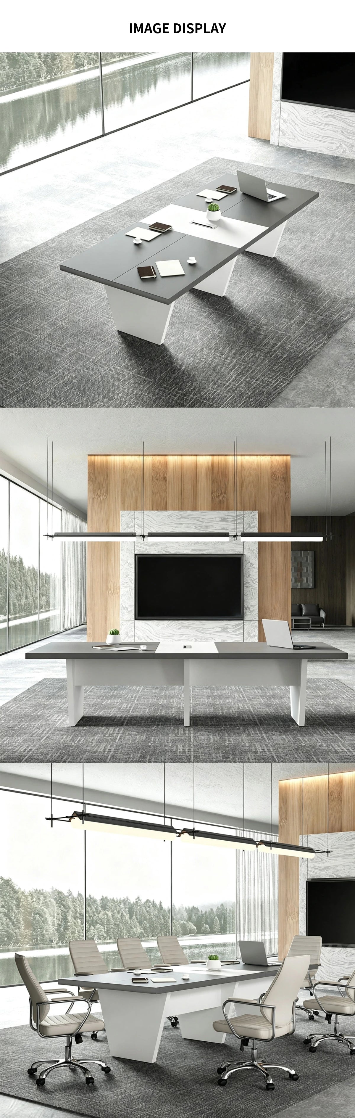 Rectangular Conference Table with Dual-Tone, Cable Management & Walnut for Boardroom — Detail image 6