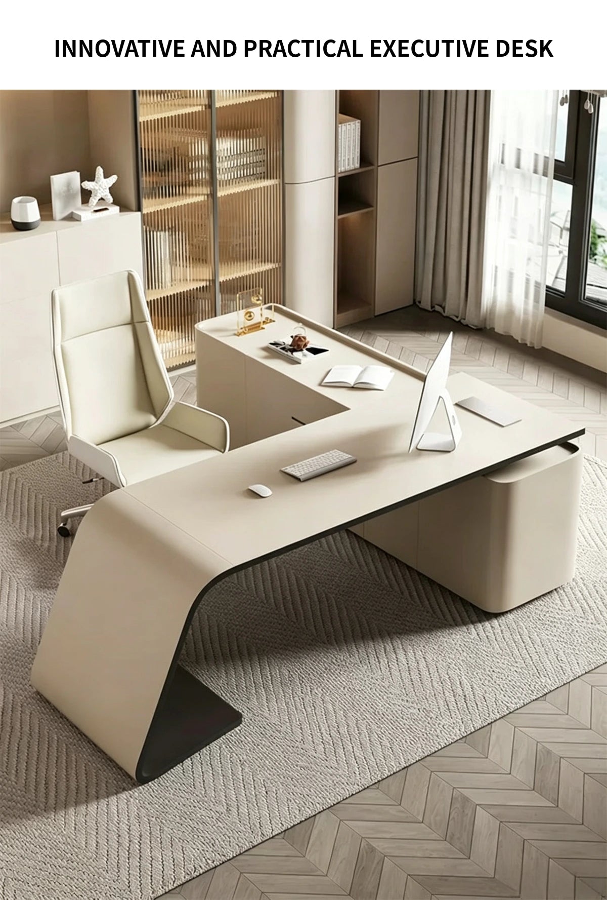 Modern Conference Table 59-91 in Wide (4.9-7.6 ft) with Built-In Outlets & Lumbar Support — Detail image 1