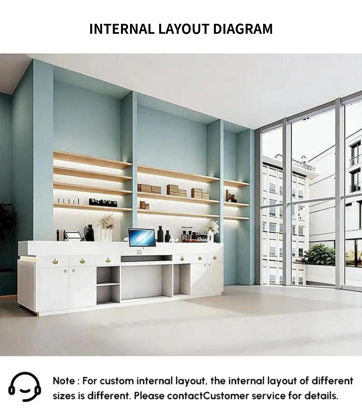 Modern Reception Desk 63-157 in Wide for Office Lobby — Detail image 7
