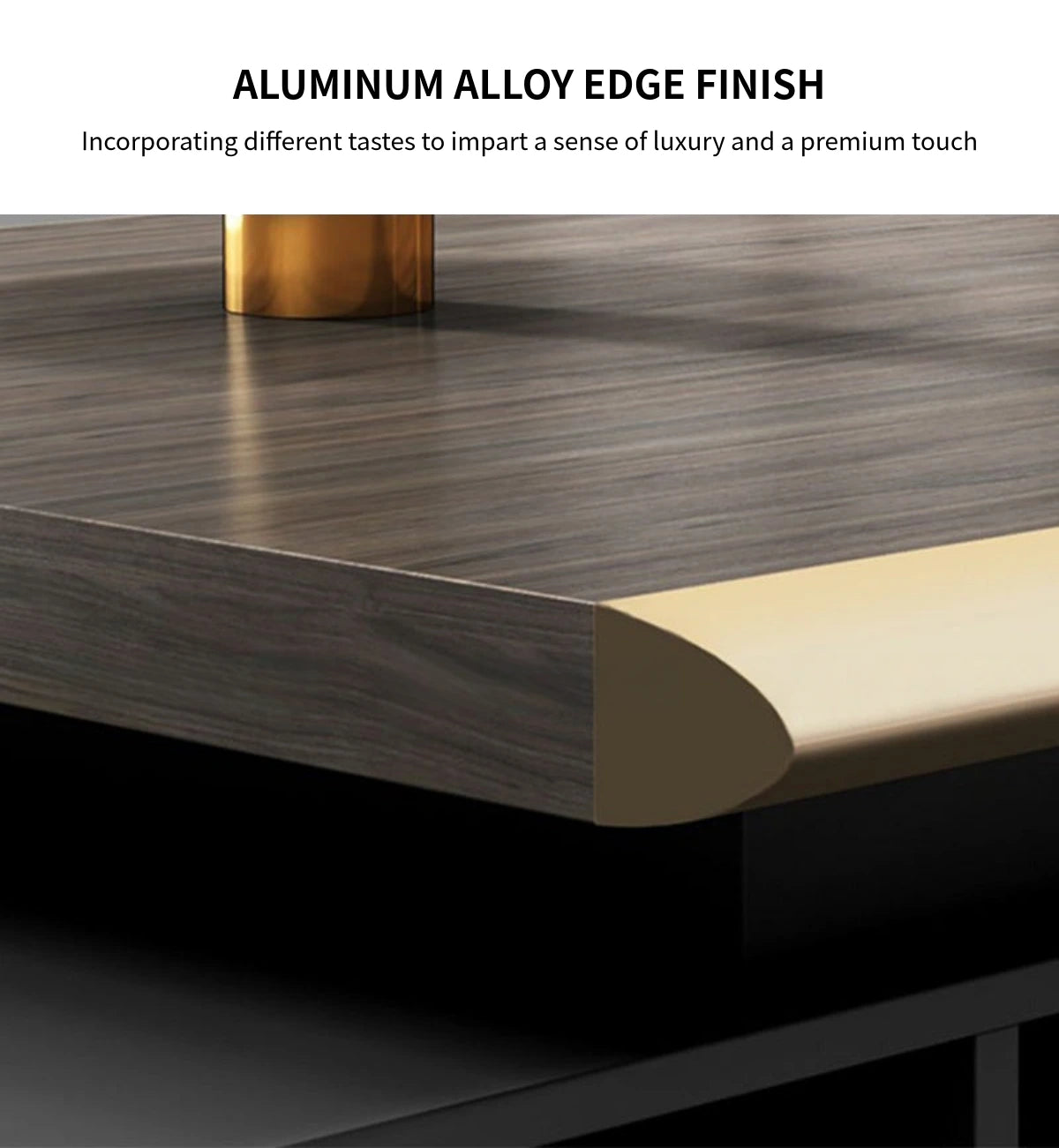 Modern Executive Desk with LED Lighting, Side Storage & Marble Top for Home Office — Detail image 2