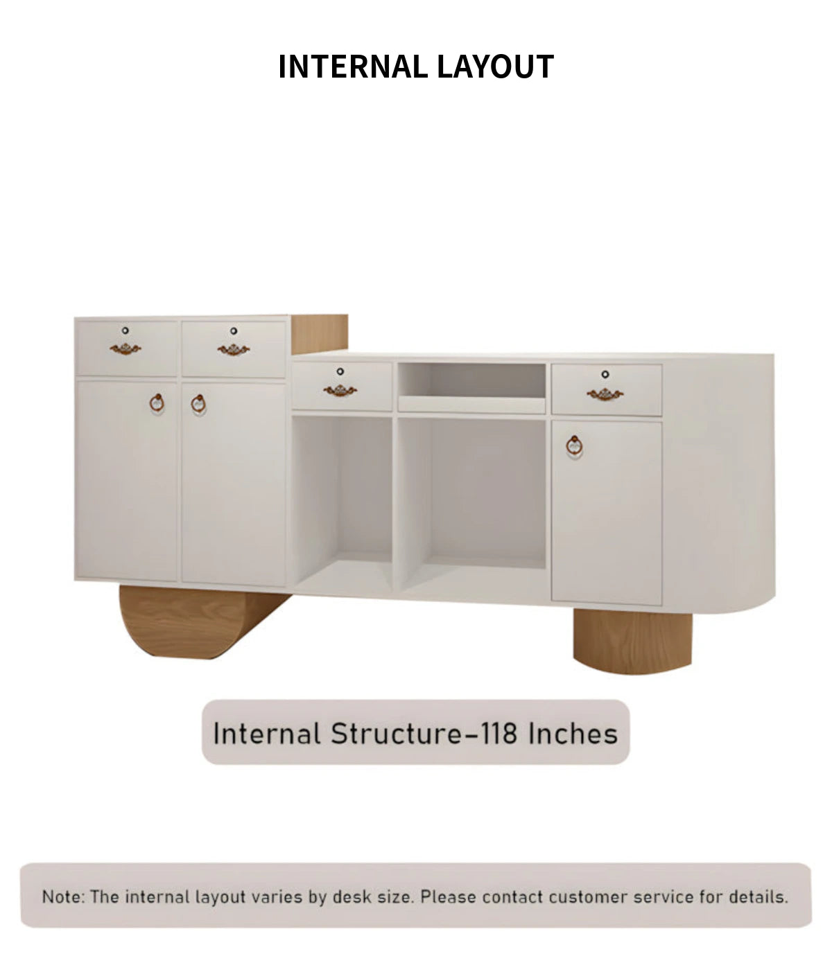 Curved Reception Desk 31-118 in Wide with Dual-Tone, Keyboard Tray & File Drawers — Detail image 8