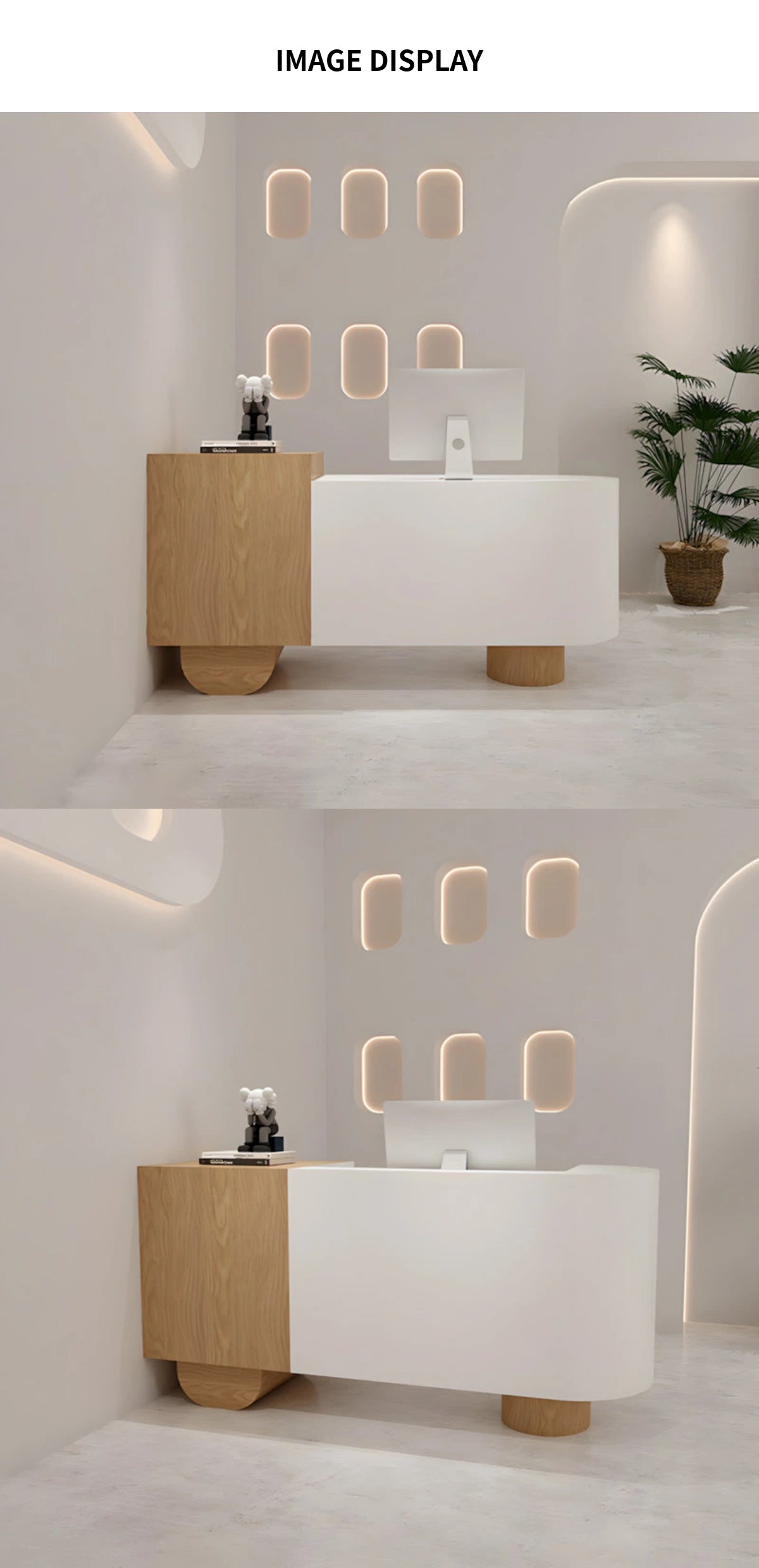 Curved Reception Desk 31-118 in Wide with Dual-Tone, Keyboard Tray & File Drawers — Detail image 9