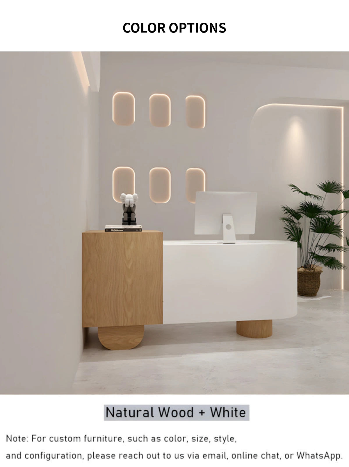 Curved Reception Desk 31-118 in Wide with Dual-Tone, Keyboard Tray & File Drawers — Detail image 11